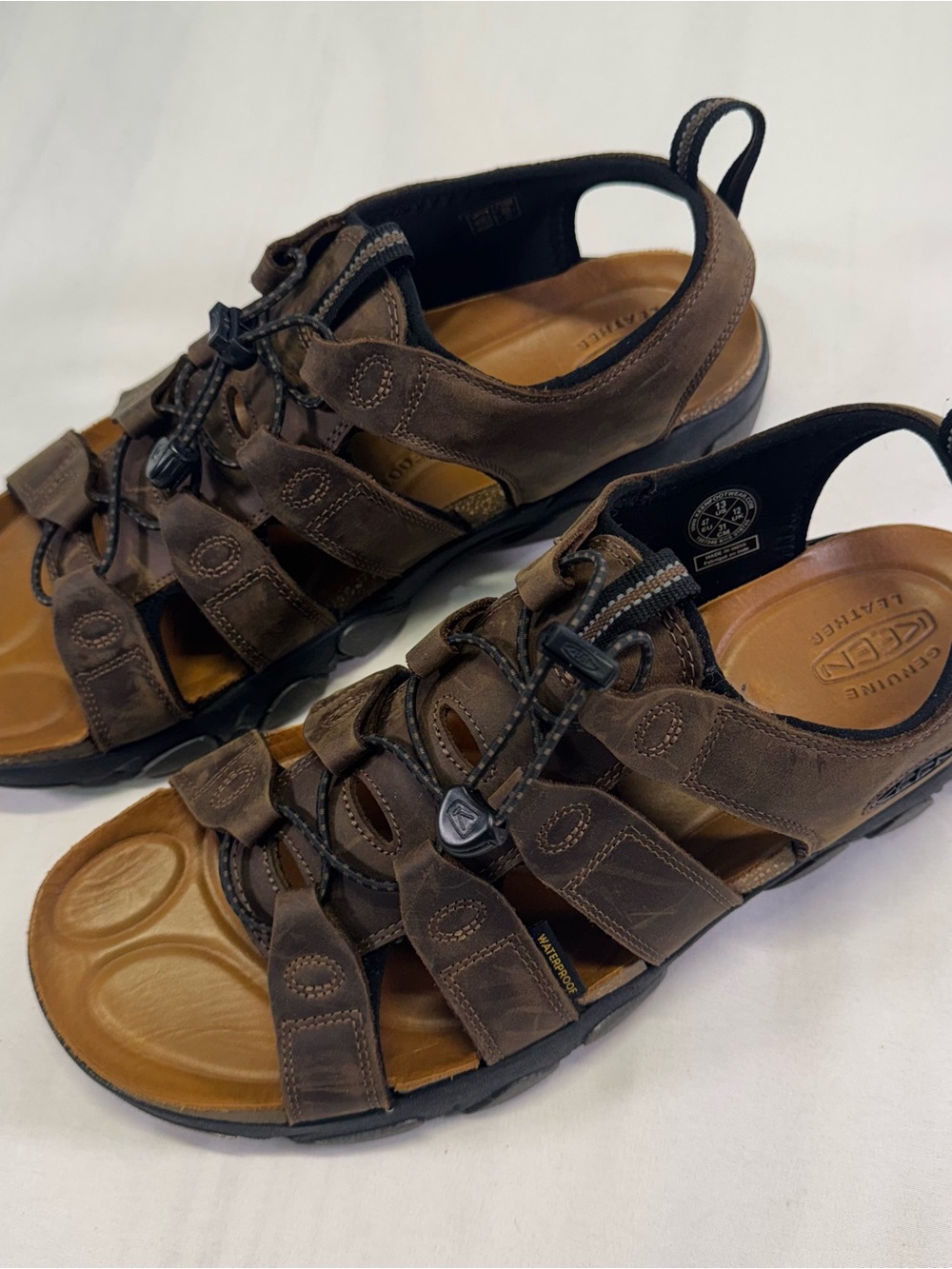 Keen Brown Leather Men's Closed-Toe Fisherman Sandals